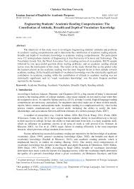 Pdf Engineering Students Academic Reading Comprehension The Contribution Of Attitude Breadth And Depth Of Vocabulary Knowledge