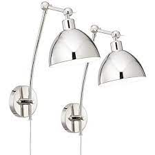 Delon Chrome Adjustable Plug In Wall Lamp Set Of 2 1p792 Lamps Plus Adjustable Wall Lamp Plug In Wall Lamp Swing Arm Wall Lamps