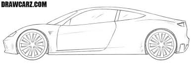 How To Draw A Tesla Roadster Drawcarz In 2020 Tesla Roadster Tesla Drawings