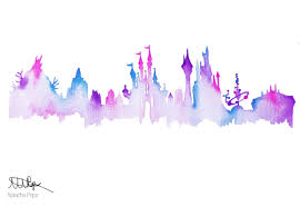 Disney S Magic Kingdom Skyline Watercolor By Coconutacha On Etsy 10 00 Watercolor Disney Disney Drawings Disney Magic Kingdom