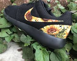 Custom Sunflower Floral Nike Roshe In 2020 Women Shoes Floral Sneakers Bling Nike Shoes