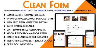 Clean Form Php Working Contact Quote Booking Jobapply Reservation Multi Purpose Form Simple Math Book Restaurant Cleaning