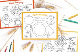 Printable placemats for kids to color. Thanksgiving Activities For Kids The Printables Fairy