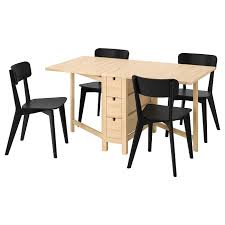 Norden Lisabo Table And 4 Chairs Birch Black Ikea In 2021 Table Ikea Chair
