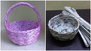 The focus of this tutorial is weaving the checkerboard pattern, which makes the basket look so special. How To Make Newspaper Basket Newspaper Weaving Youtube