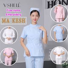 Vshell Free Name Scrub Suit Nurse Suit Women S Medical Suit Long Sleeve Full Hospital Uniform Surgical Gown Shopee Singapore