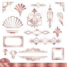 Rose Gold Art Deco Clip Art Art Deco Clipart Accents Art Etsy Art Deco Borders Art Deco Artwork Art Deco Design