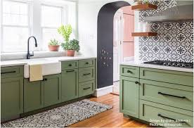 Kitchen backsplash designs with white cabinets. Green Shaker Cabinets Patterned Kitchen Tiles Patterned Tile Backsplash Kitchen Design Small