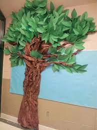 It's an easy paper craft. Tree I Made Out Of Construction Paper And Brown Bulletin Paper Paper Tree Classroom Classroom Tree Paper Tree