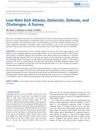 Pdf Low Rate Dos Attacks Detection Defense And Challenges A Survey
