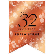 Elegant 32nd Bronze Wedding Anniversary Bunting Flags Confetti Wedding Marriage Party Gift Idea Di Bronze Wedding Anniversary Bronze Wedding Wedding Coasters