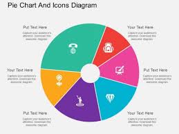 six staged pie chart and icons diagram powerpoint template