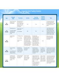 On demand, before offering other foods. Suggested Infant Feeding Schedule Chart Free Download