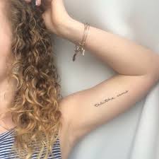 The full sleeve arm tattoos for girls are dense and distinctive, resonating as a floral motif. Talitha Cumi Tattoo Mark 5 41 Little Girl Arise Arm Tattoo Cursive Font Small Simple Cursive Tattoos Small Arm Tattoos Tattoo Fonts Cursive