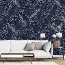 Peel And Stick Removable Wallpaper Dark Blue Monotone Etsy Blue Wallpaper Living Room Cheap Wall Covering Removable Wallpaper
