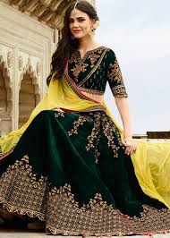 Dark Green Velvet Lehenga Choli With Dupatta Lehenga 1541lg01 Designer Bridal Lehenga Designer Bridal Lehenga Choli Green Lehenga