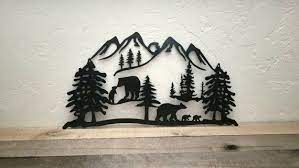 Bear Decor Metal Wall Art Bears And Bear Cubs Wildlife Art Etsy In 2021 Bear Decor Metal Wall Art Mountain Cabin Decor
