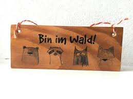 Wald Tiere Holz Schild Tur Schild Heim Deko Wald Freunde Hinweis Schild Holz Deko Garten Schild Bin Im Wald Wooden Door Signs Burlap Bag Forest Friends