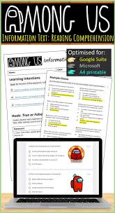 Among Us Reading Comprehension Informational Text Lesson Reading Comprehension Vocabulary Activities