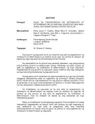 Abstrack Abstract Tagalog Halimbawa Ng Abstrak