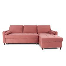Canapé d'angle panoramique convertible atema. Canape D Angle Convertible Reversible Claudio En Velours Vieux Rose