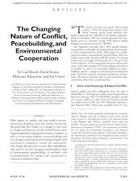 Pdf The Changing Nature Of Conflict Peacebuilding And Environmental Cooperation
