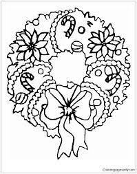 At christmas, people use items such as holly, poinsettias, and bells to make christmas wreaths to decorate their homes. A Sweet Christmas Wreath Ornament On Christmas Coloring Pages Christmas Coloring Pages Coloring Pages For Kids And Adults