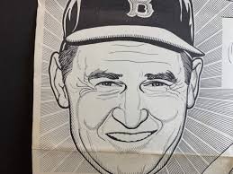 Vintage Al Cabral Cartoon, New Bedford MA Standard-Times, Ted Williams,  Stengel