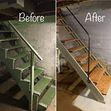 So if a modern vibe is what you want, consider using glasses as the basement stair railing. Basement Stair Stringers By Fast Stairs Com