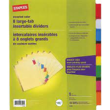 Staples 8 tab template download. Staples Large Tab Insertable Dividers 8 Tabs Assorted Colours Staples Ca