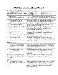 Evaluasi kinerja guru cenderung belum rutin dilakukan. Contoh Format Daftar Evaluasi Diri Kerja Guru Info Seputar Kerjaan