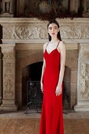 Jenny Yoo Bridesmaids The Reese Dress Features A Soft V Neck Line To Accentuate The Collarbone With A Cross Back Detail Dresses Long Red Dress Royal Clothing