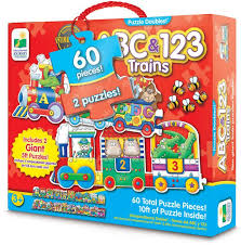 the learning journey 60 piece abc 123 trains puzzle set train puzzles award winning toys puzzles for kids