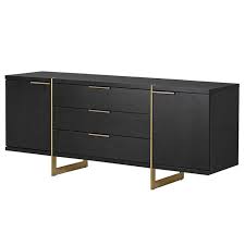 Sideboard newton in schwarz schwarz und schlicht: Sideboard Aus Schwarzem Holz Mit Goldenen Fussen