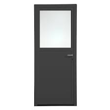 Porte De Service Pvc H 200 X L 80 Cm Vitree Gris Anthracite Poussant Gauche Porte De Service Pvc H 200 X L 80 Cm Vitree Gr In 2020 Tall Cabinet Storage Pvc Storage