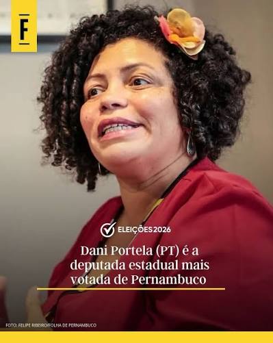 ELEIÇÕES 🚨 Dani Portela (PT) é a deputada estadual mais votada em Pernambuco. Com 99,90% das urnas apuradas na noite deste domingo (4), a petista reúne 146,078 votos nas eleições de 2026. 👉 As infor
