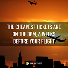 The Best Time To Buy Your Plane Ticket Is Tue 3pm 6 Weeks Before Your Flight Lifehacks Life Hacks Cheap Plane Tickets Buying Plane Tickets