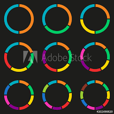 Wheel Infographics Template Pie Chart Set With 2 3 4 5 6 7