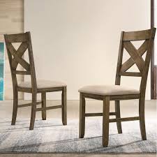 Gracie Oaks Poe Cross Back Side Chair In Hazelnut Brown Dining Chairs Upholstered Dining Chairs Solid Wood Dining Chairs
