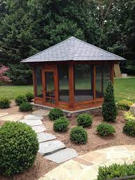 The best way to enjoy your backyard mosquito free is in our airy and screened in florida room. Stand Alone Screened Porch On Stone Patio Contemporary Patio Dc Metro By Land Art Design Inc Houzz