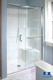 Oasis Standard By Pass Shower Door 3 8 Frameless Glass With Clean Track Base Plate That Is Angled To Ru Shower Doors Sliding Shower Door Glass Shower Doors