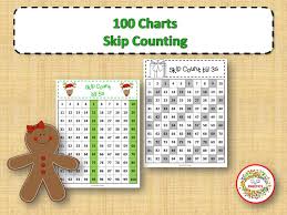 100 Number Charts With Skip Counting Christmas