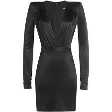 Balmain Satin Mini Dress Short Black Cocktail Dress Short Satin Dress Satin Mini Dress
