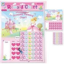 childrens girls pink princess reward chart dry wipe pen