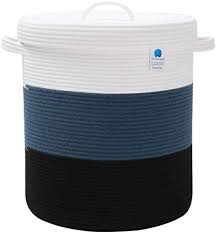 Get it as soon as mon, aug 9. Extra Large Storage Basket With Lid Cotton Rope Storage Baskets Laundry Hamper Toy Bin For Toys Blankets Storage In Living Room Baby Nursery 16 X16 X18 Blue Masp005 Buy Online At Best Price In