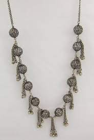 Sterling Silver Tribal Filigree Bead Necklace W Dangle Chain Etsy Filigree Bead Necklace Beaded Necklace Beaded Jewelry