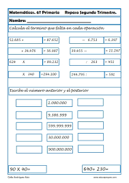 Estupendos crucigramas de sumas y restas para primer y segundo grado de primaria. 30 Fichas De Matematicas Para Sexto De Primaria