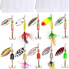 Amazon.com : 10pcs Fishing Lure Spinnerbait, Bass Trout Salmon Hard Metal  Spinner Baits Kit with 2 Tackle Boxes by Tbuymax : Sports & Outdoors