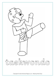 Taekwondo Finger Tracing Taekwondo Taekwondo Kids Coloring Pages
