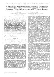 PDF) A Modified Algorithm for Economic Evaluation between Diesel-Generator  and PV Solar System
